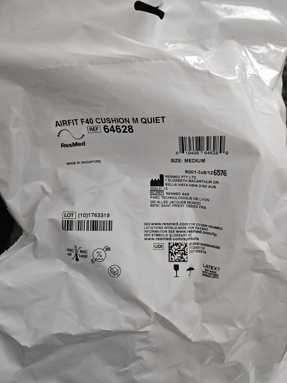 ResMed AirFit F40 Cushion Medium - White